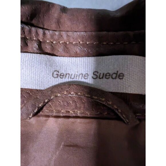 Vintage Paradise Collection Genuine Suede Leather Button Down Utility Coat Woman - Picture 3 of 6